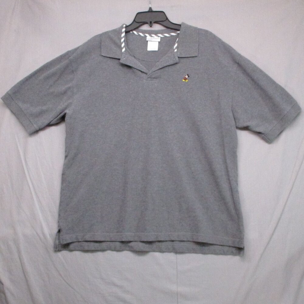Disney Vintage Polo Short Sleeve T-Shirt‎ Embroidery Gray Men Size | L